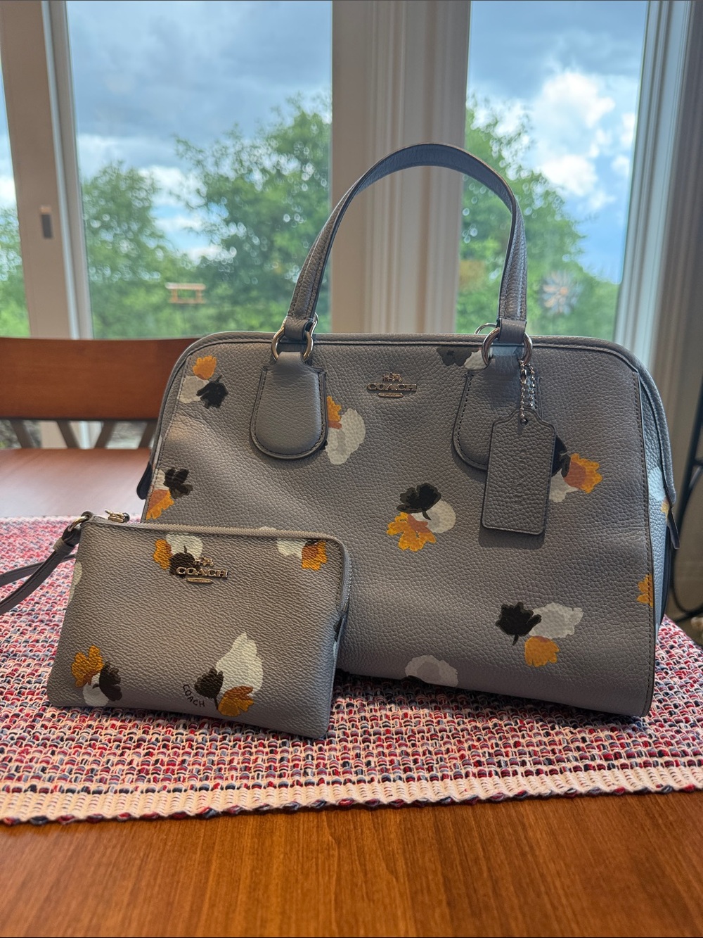 Coach Nolita Satchel in cornflower blue pebbled leather and matching Wrislet